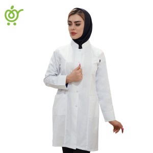 روپوش زنانه سفید یقه آخوندی کجراه مدل ساناز Sanaz ( علوی اصفهان)