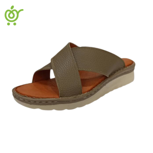 صندل چرم طبیعی زنانه چنار ویزون ( نسکافه ای) سام طب پاینام