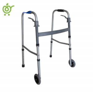 واکر تاشو آلمینیوم چرخدار اهرم دار با قابلیت تنظیم ارتفاع ایپکا IPKA (دسته طوسی)